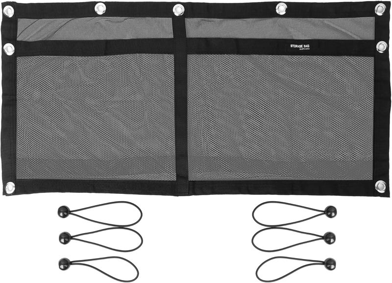 SUNOOM Upgrade Boat Storage Bag,Mesh Suspended Storage Organizer, Cargo Net Pocket Organizer Pouch Bag,Boat,Truck SUV Travel Long Road Trip Camping Interior Accessories with 6 pcs Elastic Ring(32 INCH) - Image 2